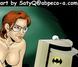 1girls barbara_gordon batman_(series) breasts dc_comics female female_only glasses nipples nude oracle red_hair satyq solo