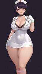 ai_loverhoney black_bra komi-san_wa_komyushou_desu komi_shuuko nurse thick_thighs