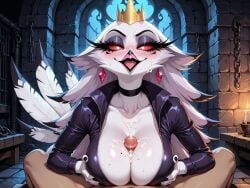 ai_assisted ai_generated cleavage cum paizuri paizuri_under_clothes stella_(helluva_boss) titjob titjob
