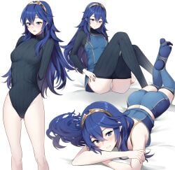 1girls ameno_(a_meno0) ass blue_eyes blue_hair brand_of_the_exalt fire_emblem fire_emblem_awakening looking_at_viewer lucina_(fire_emblem) nintendo panties small_breasts symbol-shaped_pupils thighs tiara undressing white_panties