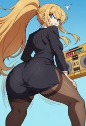 1girls ai_generated angry artemisia_bell_ashcroft ass ass_shake body_control boombox date_a_live gold_boombox_(prevence) hypnosis hypnotized twerk twerk_hypnosis twerking