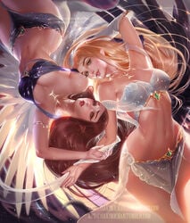 2girls female female_only gemini gemini_(zodiac) medium_breasts sakimichan sisters tagme twins wings zodiac zodiac_(astrology)