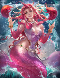 1girls cancer_(zodiac_sign) female_only mermaid red_hair sakimichan small_breasts solo zodiac