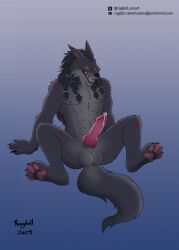 gray_fur knotted_penis muscular_male ragdoll_exoart(artist) solo_anthro solo_male werecanid werewolf wolf_humanoid