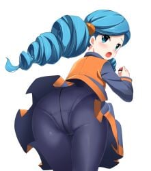 ace_trainer_(pokemon) ace_trainer_(pokemon_bw) ass_focus big_ass big_butt black_panties black_pantyhose blue_hair blue_hair_female blush butt_focus covered_erect_nipples crotch_seam drill_hair erect_nipples focus_on_ass focus_on_butt game_freak huge_ass huge_butt looking_at_viewer looking_back mushi_gyouza nintendo panties panties_under_pantyhose pantyhose pleated_skirt pokemon pokemon_bw tied_hair twintails underwear upskirt vest