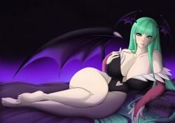 1girls big_breasts breasts darkstalkers female female_only green_eyes green_hair head_wings huge_breasts large_breasts morrigan_aensland waifuholic wings