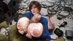 1futa 1girls bethesda_softworks big_breasts big_penis breasts breasts_out busty busty_female cum_on_breasts fallout fallout_(series) futanari huge_cock jarri34 large_breasts original_character paizuri retracted_foreskin smiling_at_partner super_mutant vault_girl