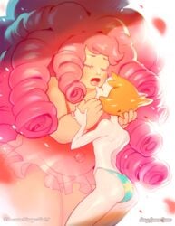 2girls back cinnabarbie closed_eyes female female_only gem_(species) pearl_(steven_universe) pink_hair red_hair rose_quartz_(steven_universe) size_difference steven_universe yuri