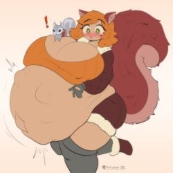 ! 1girls alternate_version_available baby_bump blush hiruson huge_ass hyper hyper_belly hyper_breasts hyper_pregnancy solo_female squirrel_girl_(marvel_rivals) tagme