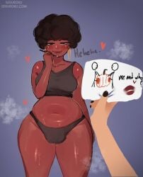 afro babe_(seruroku) bra bulge futanari johhny_(seruroku) kiss_mark kissing letter love_letter pumpkin pumpkin_fucking seruroku steam steaming_body steamy sweat sweaty