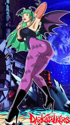 ass clothing darkstalkers dat_ass green_hair grimphantom head_wings heels high_heel_boots high_heels medium_breasts morrigan_aensland pants succubus tagme voluptuous winged wings