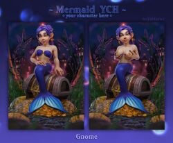 1girls 3d blizzard_entertainment female female_only gnome gnome_(warcraft) lidcarter light-skinned_female light_skin mermaid original_character periwinkle purple_hair solo warcraft world_of_warcraft