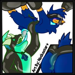 2017 alpha_channel anthro avian beak bird blush digital_media_(artwork) english_text fur goo horn jack_dragon_(character) male male_only mammal notkastar_(artist) notska_(character) shape_shifter shiny sketch tagme text