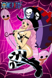 1girls adult_swim arms bangs bare_shoulders big_breasts black_eyes breasts clothing elbow female female_only fingers ghost goth gothic_lolita grimphantom hand hat hip horo_horo_no_mi knees large_breasts legs lips lipstick long_hair mini_hollows one_piece perona pink_hair pirate post-timeskip shoulders skull solo striped_legwear tagme thighs tongue tongue_out toonami top_hat umbrella wavy_hair