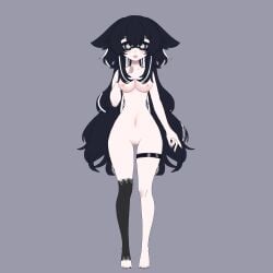 black_eyes black_hair nude_female ruri_magnetar smaller_female smile vtuber