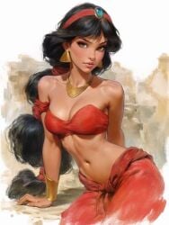 ai_generated aladdin aladdin_(1992_disney_film) brown_hair dark_hair disney disney_princess middle_eastern middle_eastern_female nhoeskape princess_jasmine sfw tagme