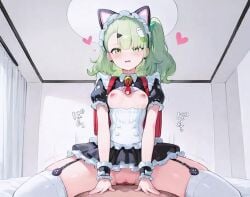 1boy 1girls ai_generated angels_of_delusion animated breasts_out cowgirl_position female hoyoverse jiggling_breasts maid maid_outfit maid_uniform male_pov mihoyo no_sound pov side_ponytail small_breasts sunna_(afternoon_tea_break)_(zenless_zone_zero) sunna_(zenless_zone_zero) tagme thick_thighs vaginal_penetration video younger_female zenless_zone_zero