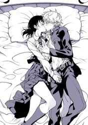 1boy 1girls before_sex breast_grab chainsaw_man denji_(chainsaw_man) erection_under_clothes holding_breast holding_hands kissing mitaka_asa npyu penis penis_grab skirt undressing wholesome