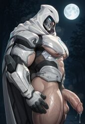 ai_generated human male_focus male_only marvel_rivals moon_knight moon_knight_(marvel_rivals) moon_knight_(series) muscular muscular_male precum