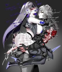 ahe_gao big_ass big_breasts big_butt big_penis cum dialogue fishnets lilith_(punishing:_gray_raven) me1 mind_break punishing:_gray_raven roland_(punishing:_gray_raven) stand_and_carry_position uncensored