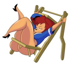 1girls ass big_ass cleavage dat_ass disney fat_ass furniture_damage goof_troop grimphantom high_heels inconvenient_ass milf no_panties peg_pete sailor_cap sailor_uniform tagme thick_ass transparent_background voluptuous