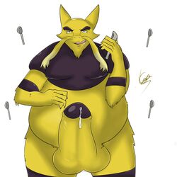 aeron_(artist) alakazam balls belly big_balls big_belly big_penis drooling hi_res huge_balls huge_cock looking_at_viewer male male_only musclegut nintendo overweight overweight_male penis pokemon precum saliva smile video_games