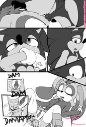 animal_humanoid boots clothing comic cream_the_rabbit cum cum_eating cum_in_pussy cum_inside doujinshi eyelashes footwear gloves hedgehog humanoid invalid_tag lagomorph long_sleeves mammal pussy rabbit rabbit_humanoid rabbit_tail sonic_(series) sonic_the_hedgehog spikes tc zip