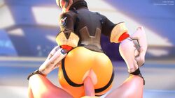 1boy 1girls 3d anal anal_sex animated ass big_penis blender brown_hair butt cakeofcakes from_behind kalypsofx latex latex_suit overwatch pov sex short_hair sound straight tracer video