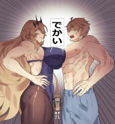 1boy 2girls abs barghest_(gawain)_(fate) breast_contest fat_breasts gareth_(fate) gawain_(fate) huge_breasts large_pectorals muscular_female muscular_male pecs shirtless_male six_pack sumo_wrestling