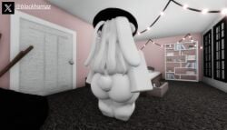 1female 1girls 3d ass big_ass blackhornzz bunny_ears bunny_girl bunny_tail female from_behind hat huge_ass naked nude pose roblox robloxian solo tagme thick_thighs twitter_username white_hair