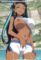 1girls ai_generated aindroidparanoid ass beach big_ass big_breasts big_butt blue_eyes breasts_out busty cameltoe curvy dark_skin exhibitionism fat_ass female female_only fingering fingering_pussy from_behind from_below gym_leader hips huge_ass huge_breasts human large_ass large_breasts legs long_hair masturbating masturbation multicolored_hair narrow_waist nessa_(pokemon) nipples outdoors pokemon pokemon_trainer slim_waist solo stable_diffusion swimsuit thick_ass thick_thighs tits_out topless voluptuous waist wide_hips