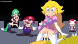 1girls 4boys angry anthro anthro_on_human big_penis blue_eyes blue_overalls bowser clothing cock_ring crown cuckold cum cum_in_pussy ejaculation facial_hair female gloves green_hat green_shirt human human_on_anthro interspecies koopa long_hair luigi male male/female mario mario_(series) moustache nintendo open_mouth penis penis_in_pussy pokenaito princess princess_peach pussy red_hat red_shirt reptile royalty sad scalie sex sexy starbomb straight straight_sex toad_(mario) unseen_male_face white_gloves