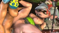 3d agent_4_(splatoon) anal futanari holding_legs inkling inkling_futa inkling_girl kimono kimono_pull looking_pleasured lukas_3127 marie_(splatoon) self_upload sfm splatoon tan_body