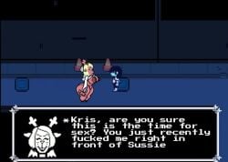 body_writing deltarune huge_ass huge_breasts noelle_holiday tattoo used_condom useless_clothing