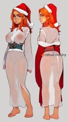 1girls ai_assisted ai_enhanced ai_generated blue_eyes braid cleavage curvaceous female female_only freckles hourglass_figure large_breast nipples no_bra no_panties original_character red_hair seductive see-through sibeal sibeal_anisley solo standing transparent_clothing white_dress wide_hips