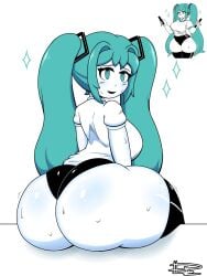 1girls dn28_art hatsune_miku huge_ass looking_at_viewer smile tagme