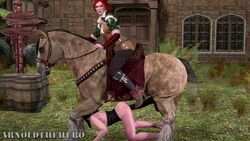 1animal 2girls 3d animated arnoldthehero black_hair cd_projekt_red corset horse naked no_sound red_hair tagme the_witcher the_witcher_(series) the_witcher_2 the_witcher_3:_wild_hunt triss_merigold vaginal_penetration video yennefer zoophilia