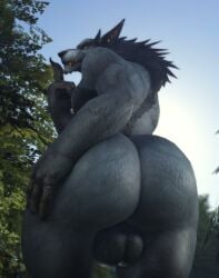 2026 3d 3d_(artwork) anthro back_tuft balls big_butt black_body black_claws black_fur black_nose blizzard_entertainment butt canid canine canis claws colored digital_media_(artwork) facial_tuft forest_background fur genitals hi_res huge_butt light lighting looking_at_viewer looking_back looking_back_at_viewer male male_only mammal muscular muscular_male nature nature_background nude outside plant portrait rear_view shaded smile solo standing tail teeth thick_thighs three-quarter_portrait tree tuft tusks warcraft werecanid werecanine werecreature werewolf wide_hips willie_piv worgen world_of_warcraft