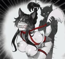 1boy 1girls ahe_gao ahri angry animal_ears animated big_breasts bondage bouncing_breasts breasts female fox_ears fox_girl from_behind kitsune league_of_legends nipples no_sound rape riot_games running_mascara runny_makeup sex sex_from_behind tail tail_grab thiccwithaq vastaya