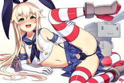 2019 :3 all_male anthro anus blonde_hair blush boots elbow_gloves gloves green_eyes kantai_collection krokobyaka long_hair male navel nipple_slip nipples panties penis rensouhou-chan rule_63 seifuku shimakaze_(kantai_collection) signed skirt spread_legs thighhighs trap underwear