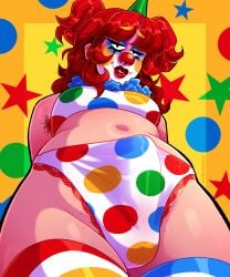 1dickgirl 1futa armpit_hair big_thighs boner boner_in_pants bulge bulge_through_clothing bulge_under_clothes bulging chubby chubby_futanari clown clown_costume clown_girl clown_makeup clown_nose clown_paint dickgirl dickgirl_only erection erection_under_clothes erection_under_clothing futa_focus futa_only futanari futanari_focus hairy_armpits looking_at_viewer looking_down looking_down_at_viewer low-angle_view monathetrampire original original_character panties penis_in_panties penis_under_clothes pokadots red_hair red_lipstick slightly_chubby thick_ass thick_legs thick_thighs thigh_highs thighhighs trans_woman transfem