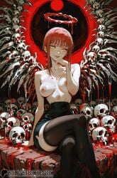 1girls 2d ai_generated blood bone breasts breasts_out chainsaw_man female female_focus female_only halo hi_res horror icosilveraiart makima_(chainsaw_man) moon red_hair self_upload sitting smirk tagme thighhighs topless topless_female wings yellow_eyes