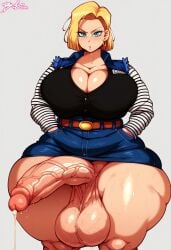 ai_generated android_18 big_ass big_balls big_breasts big_penis chubby dragon_ball dragon_ball_z futanari gvukub huge_balls huge_breasts huge_cock hung_futanari plump thick_thighs wide_hips