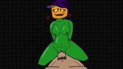 anal beat_banger big_ass big_breasts cowgirl_position cum_inside footjob halloween handjob jack-o'-lantern kin_(marshycat) marshycat monster_girl pumpkin tagme vaginal_penetration video