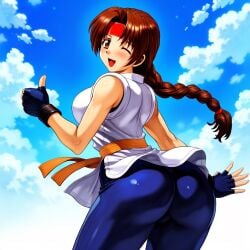 1girls ai_generated ass bending_over bent_over big_ass big_breasts braid brown_eyes brown_hair bubble_butt busty clothed cute cute_face dat_ass fat_ass female from_behind headband huge_ass huge_breasts juicy_butt karate_gi king_of_fighters leggings light-skinned_female light_skin long_hair looking_at_viewer looking_back one_eye_closed outdoors outside pants ponytail round_ass skirt skirt_up smiley_face smiling_at_viewer spandex thick thick_ass thick_thighs thighs tied_hair tight_pants voluptuous voluptuous_female wink winking_at_viewer yoga_pants yuri_sakazaki