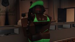 1girls 3d bikini comet_(cometrr34) cometrr34 dark_skinned_female gun roblox roblox_avatar roblox_game robloxian self_upload tagme those_who_remain