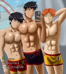 abs batman_(series) conner_kent dc dc_comics dick_grayson erection erection_under_underwear evercras holding_phone imminent_threesome kid_flash male_only posing robin_(dc) selfie showing_off smile superboy superman_(series) the_flash_(series) throuple underwear wally_west young_justice