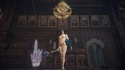 3d abs blue_eyes breasts elden_ring female fromsoftware in_game in_game_model indoors mod muscular_female naked nipples solo solo_female sorceress_sellen thick_thighs thighs vagina