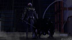 1boy 1male 2boys 3_toes 3d backsack ballsack big_penis black_body blade_wolf canid canine canis city city_background cityscape clawed_feet cybernetics cyborg dark dark_background facemask glans glistening glistening_body glowing_eyes humanoid_genitalia humanoid_penis hyper_ass hyper_balls hyper_penis hyper_thighs knife konami long_tail male_only metal_gear metal_gear_rising metal_gear_rising:_revengeance metal_gear_solid okbruhsfm penile platinum_games quadruped raiden_(metal_gear) robot sharp_teeth tail teeth thick_penis vein veins veins_on_dick veiny veiny_penis weapon weapons white_glans white_hair wolf