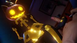 1boy 1girls 2026 3d animated anthro arms_behind_back big_breasts bodysuit breasts cat_ears cat_girl cat_tail catgirl child_bearing_hips clothed clothed_female_nude_male clothing cum cum_on_penis female fortnite full_body_suit helmet hourglass_figure jack-o'-lantern jtopau light-skinned_male light_skin looking_at_another looking_down lying lying_on_back male masked masked_female masturbation no_sound nude nude_male on_back penis pumpkin pumpkin_head spice_(fortnite) standing tagme tail tailjob thick_thighs thighs video video_games